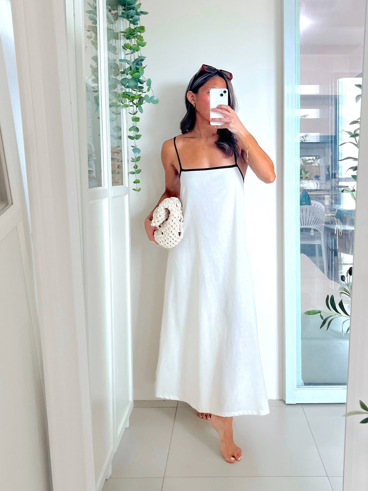 Dalga Dress in Off White-Black