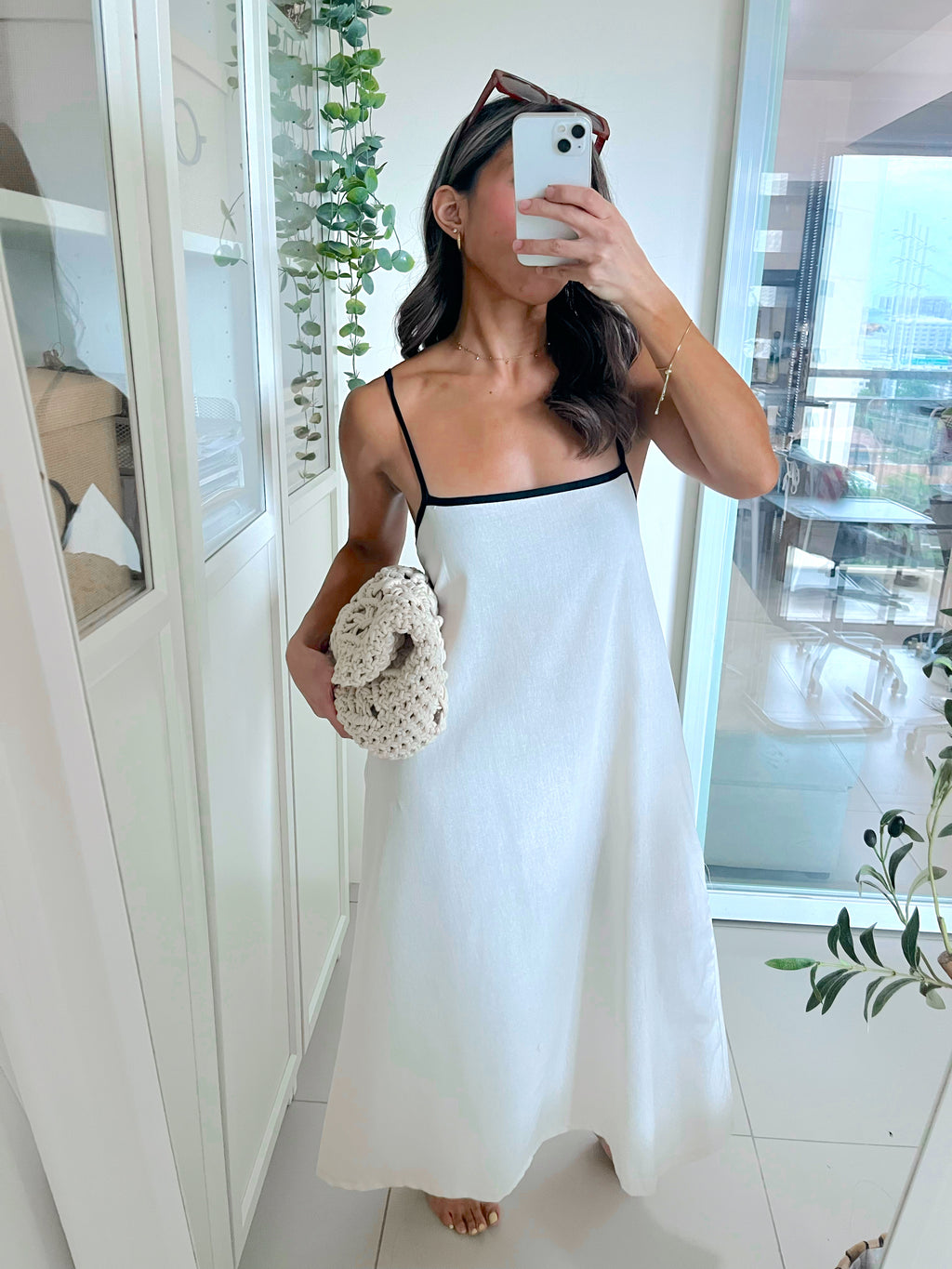 Dalga Dress in Off White-Black