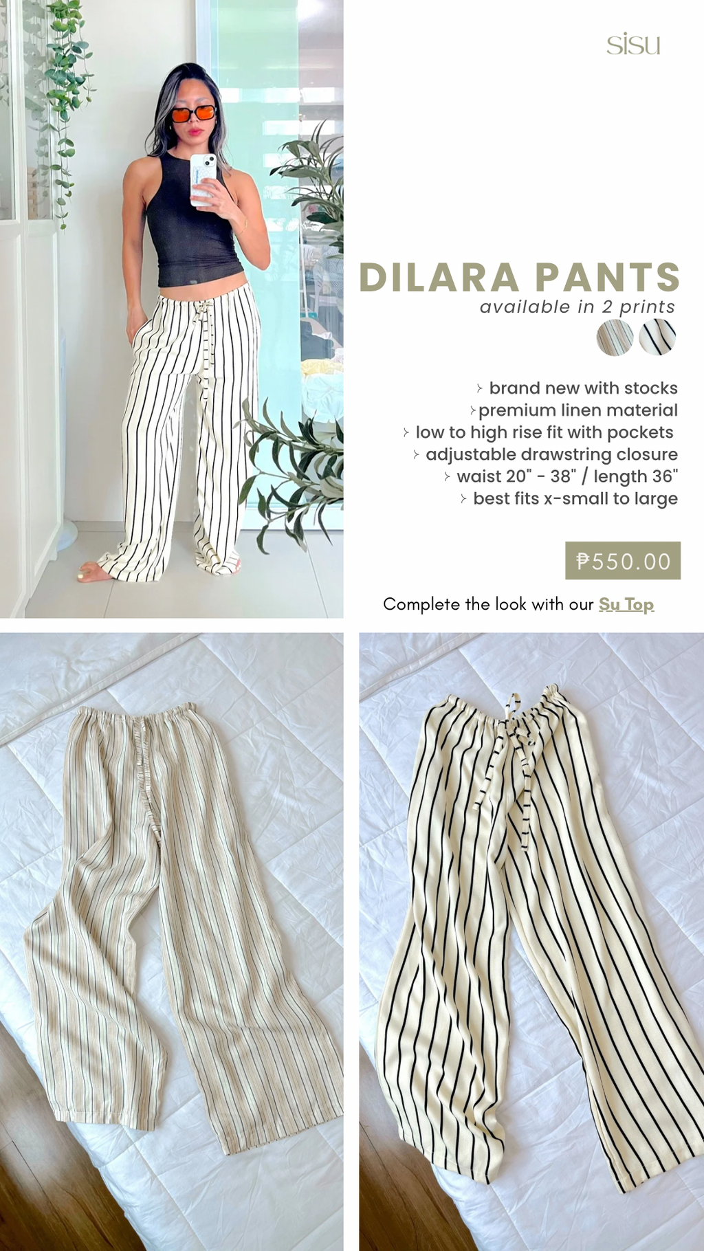 Dilara Pants in Cream Noir